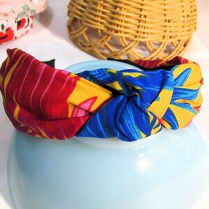 HEAD BAND HAIR BAND NEW RED BLUE TROPICAL PRINT #2